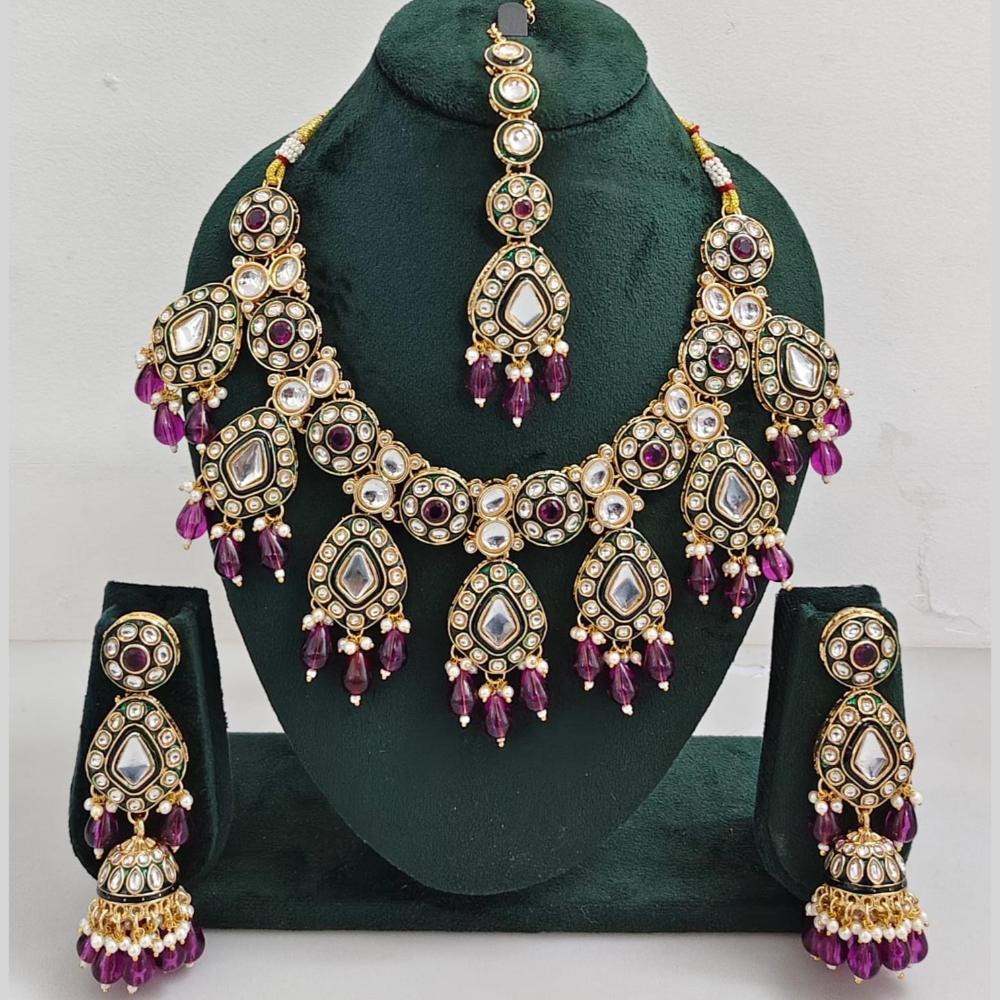 Manisha Jewellery Kundan And Pearl beads Necklace Set