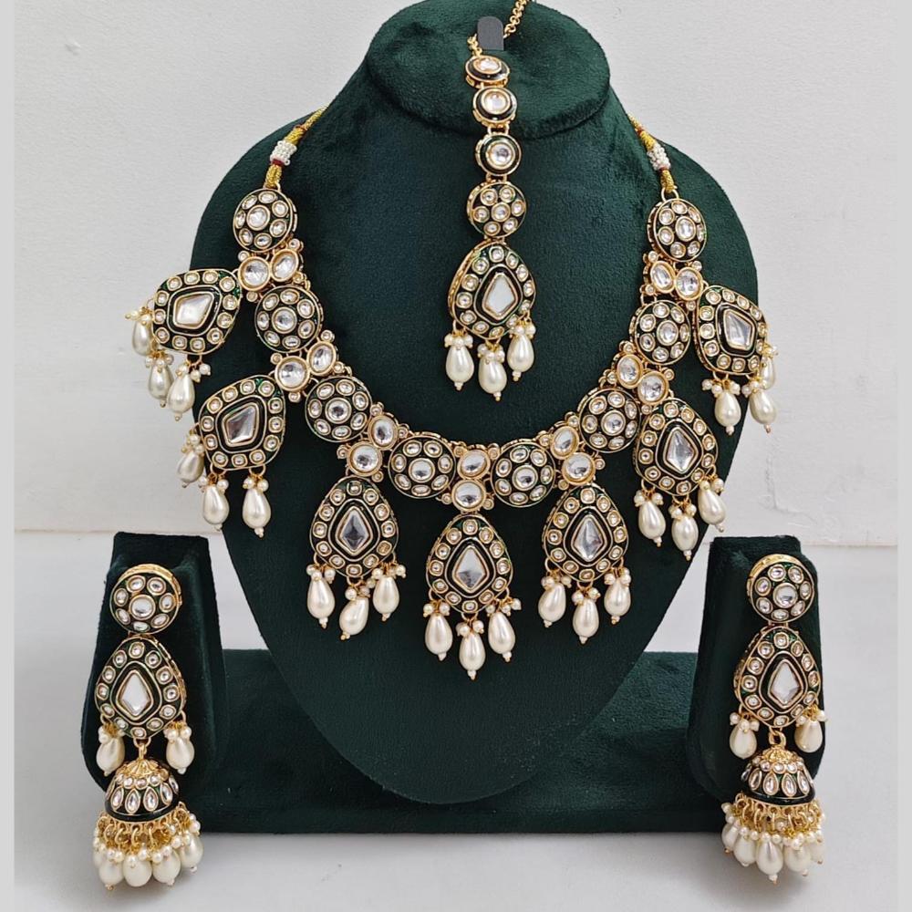 Manisha Jewellery Kundan And Pearl beads Necklace Set