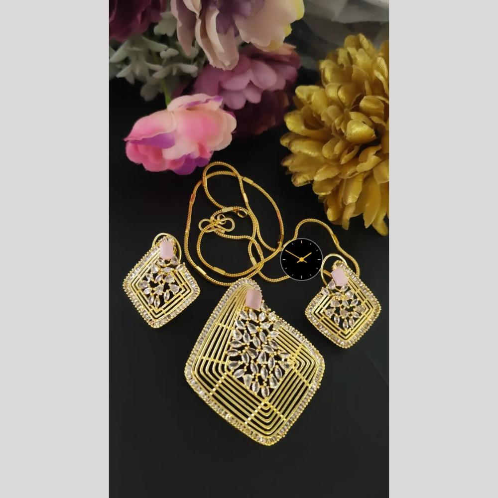 Manisha Jewellery Delicate American Diamonds Pendent Set With Chain Elegant Charm For Women And Girls