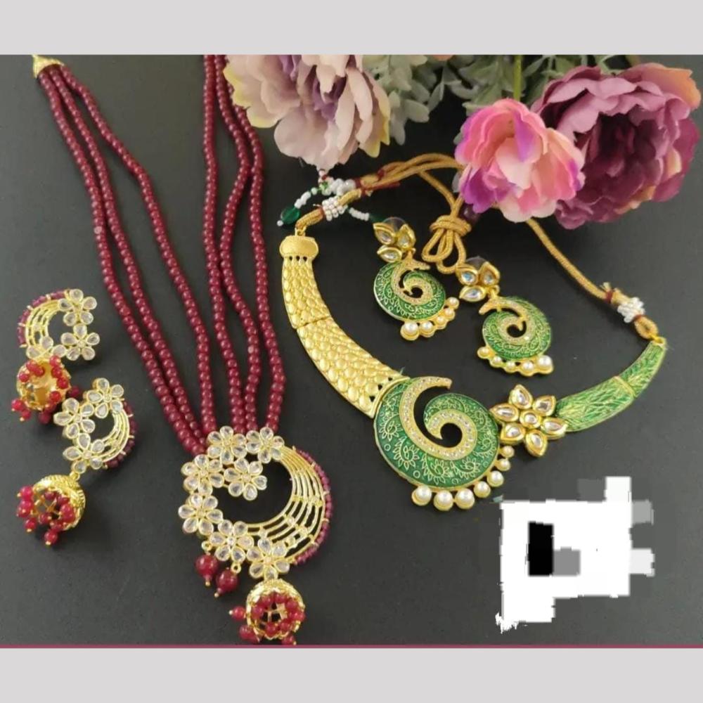 Manisha Jewellery Crystal Stone And Pearl Combo Set Perfect Gift For Special Moments