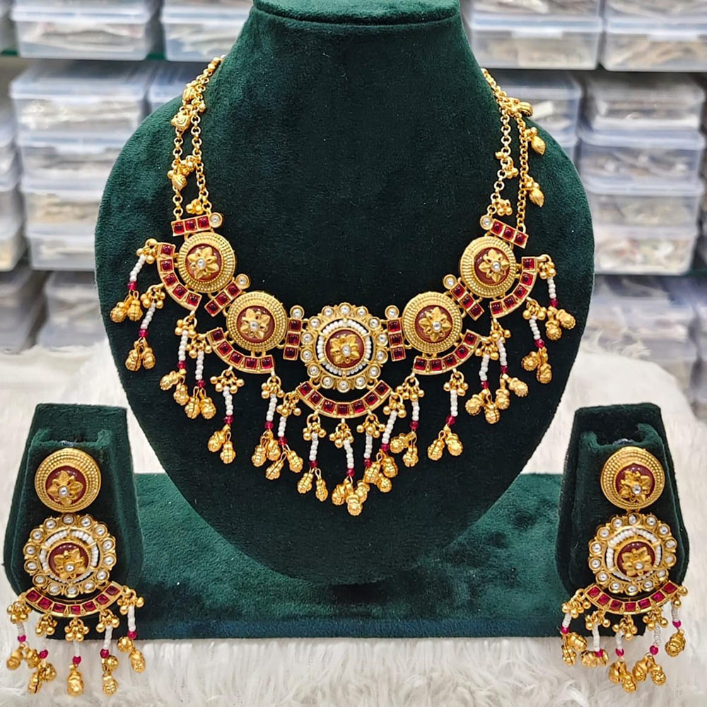 Manisha Jewellery Elegant Gold Plated Kundan & Pearl Necklace Set