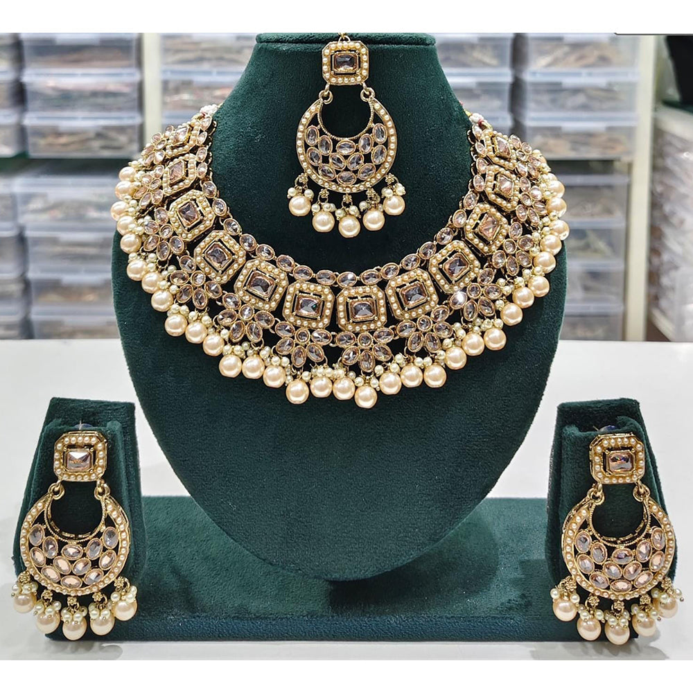 Manisha Jewellery Styled to Shine Crystal Stone And Beads Elegant Necklace Set