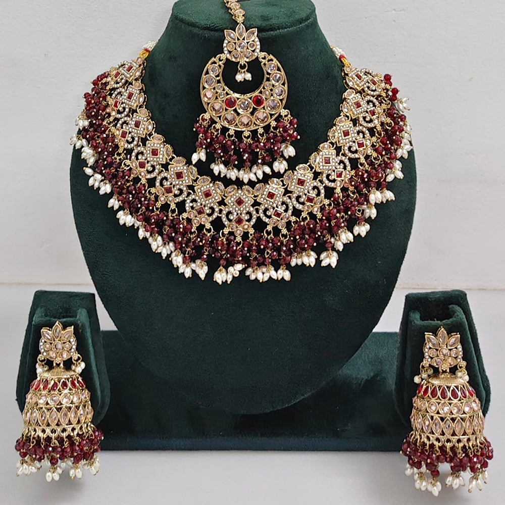 Manisha Jewellery Styled to Shine Crystal Stone And Beads Elegant Necklace Set
