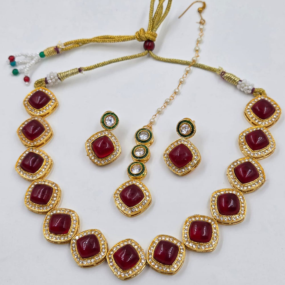 Manisha Jewellery Royal Austrian And Pota Stone Necklace Set