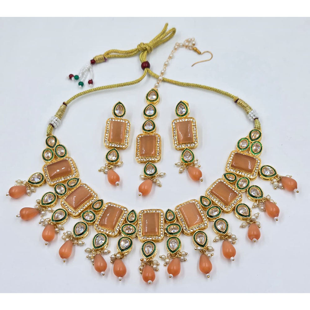 Manisha Jewellery Royal Austrian And Pota Stone Beads Necklace Set