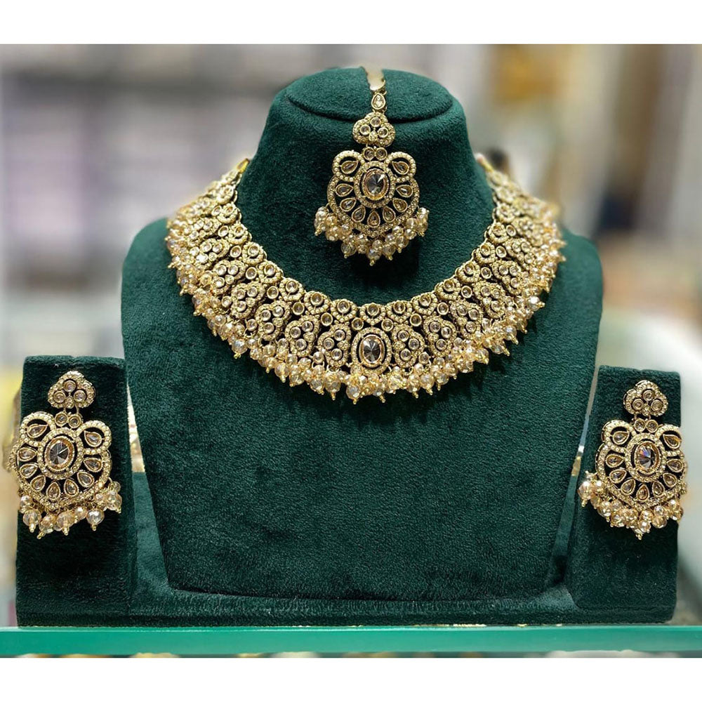 Manisha Jewellery Royal Crystal Stone Pearl And Beads Necklace Set