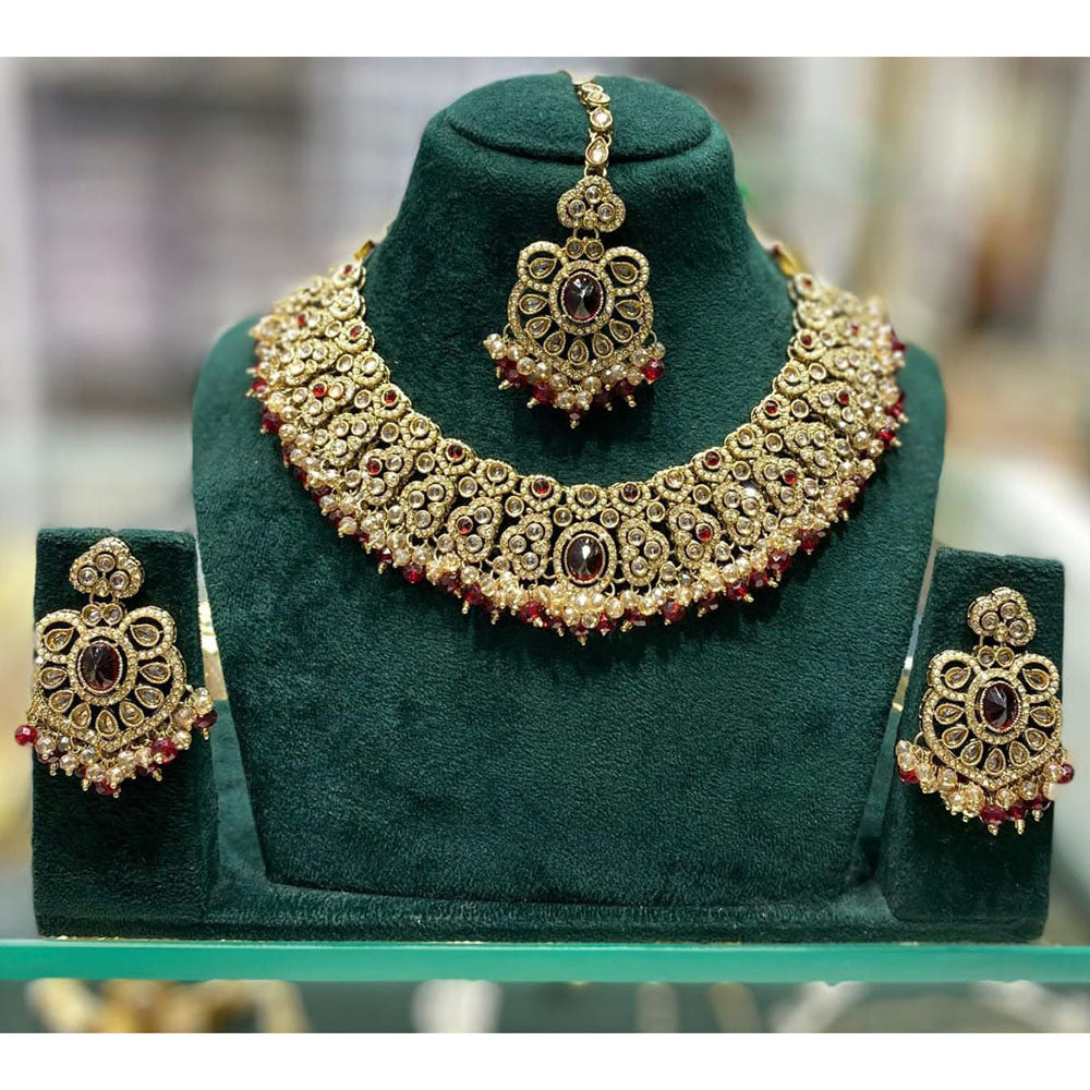 Manisha Jewellery Royal Crystal Stone Pearl And Beads Necklace Set