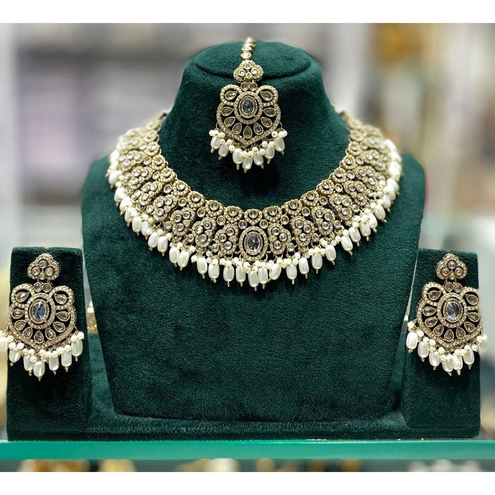 Manisha Jewellery Royal Crystal Stone Pearl And Beads Necklace Set