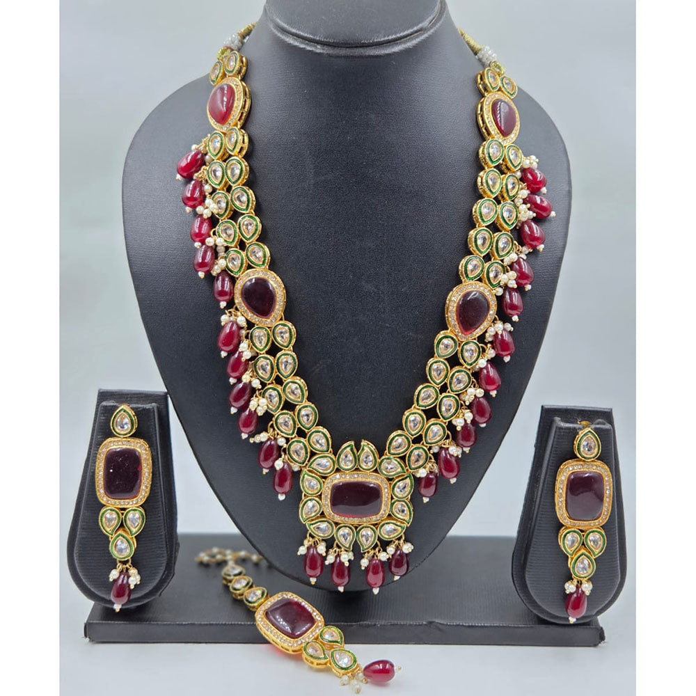 Manisha Jewellery Premium Pota Stone And Beads Long Necklace Set