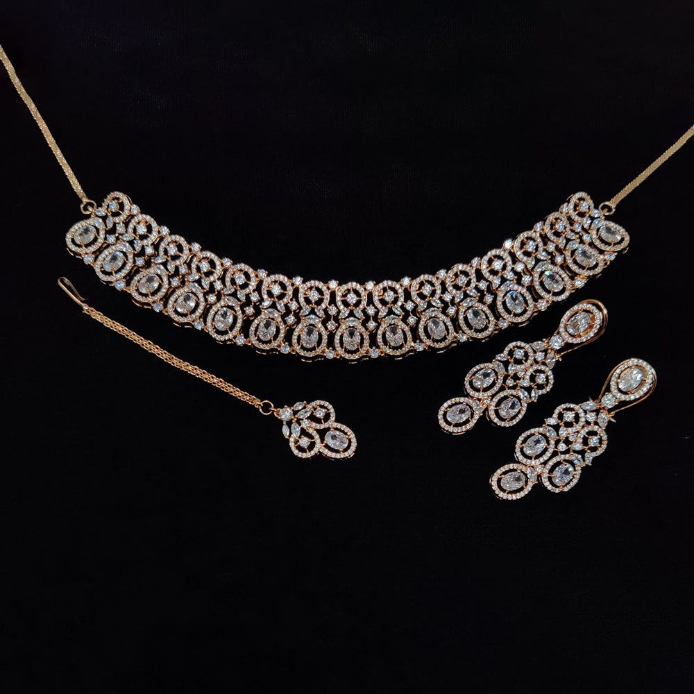 Manisha Jewellery American Diamond Designer Choker Necklace Set