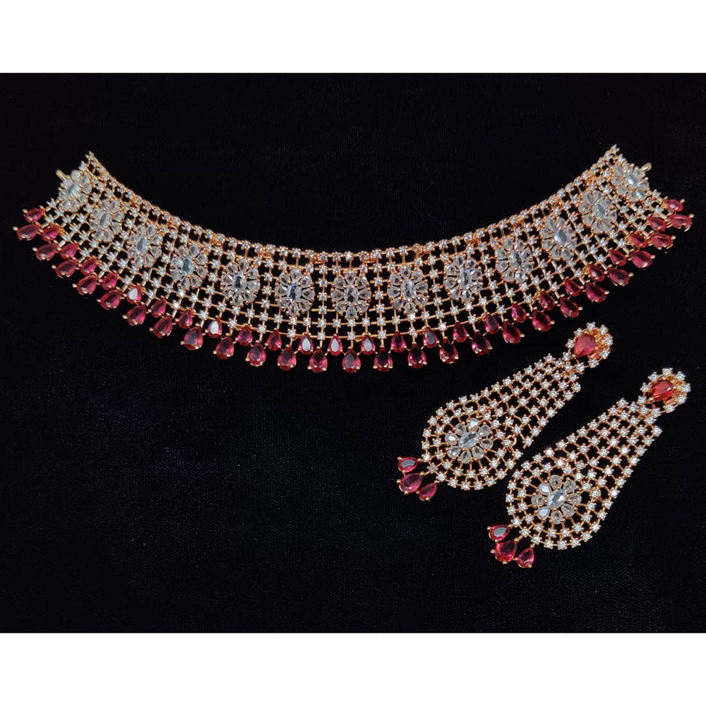 Manisha Jewellery American Diamond Designer Choker Necklace Set