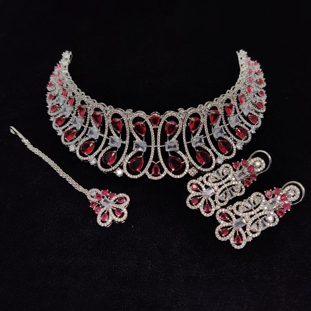 Manisha Jewellery American Diamond Designer Choker Necklace Set