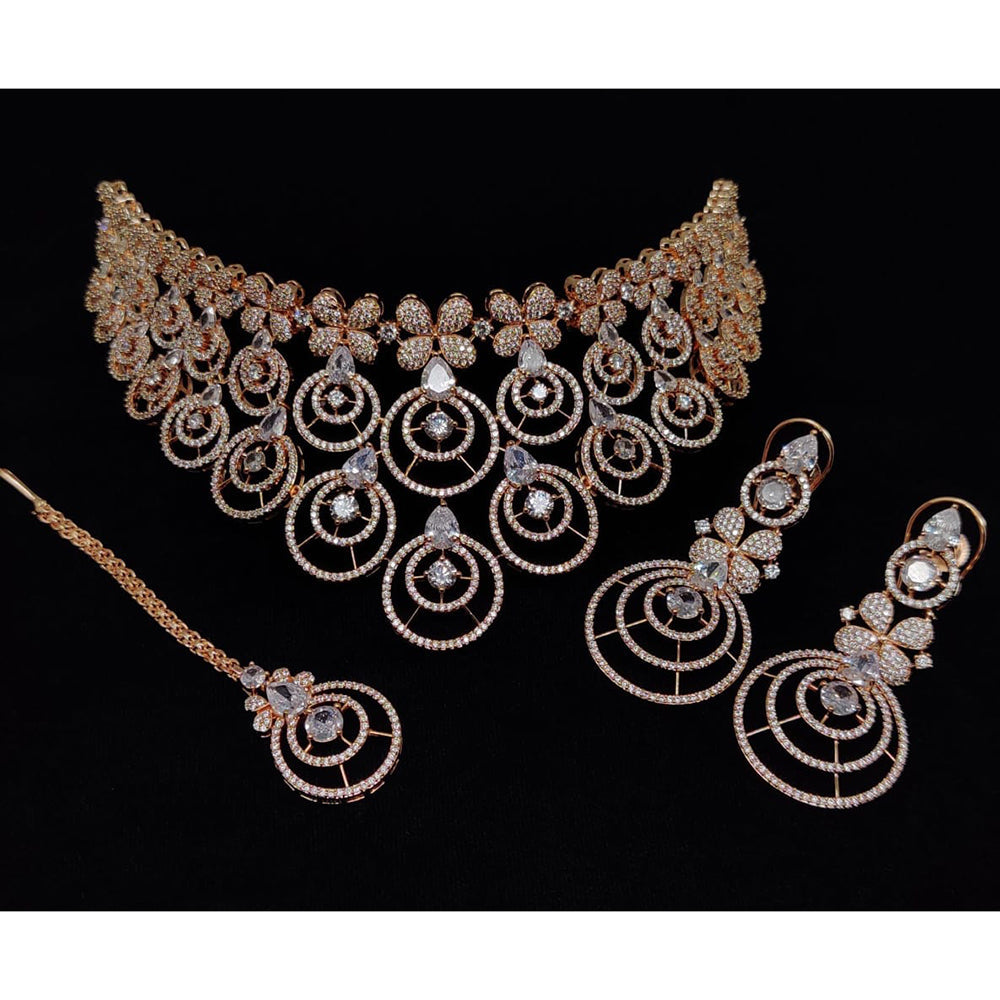 Manisha Jewellery American Diamond Designer Choker Necklace Set