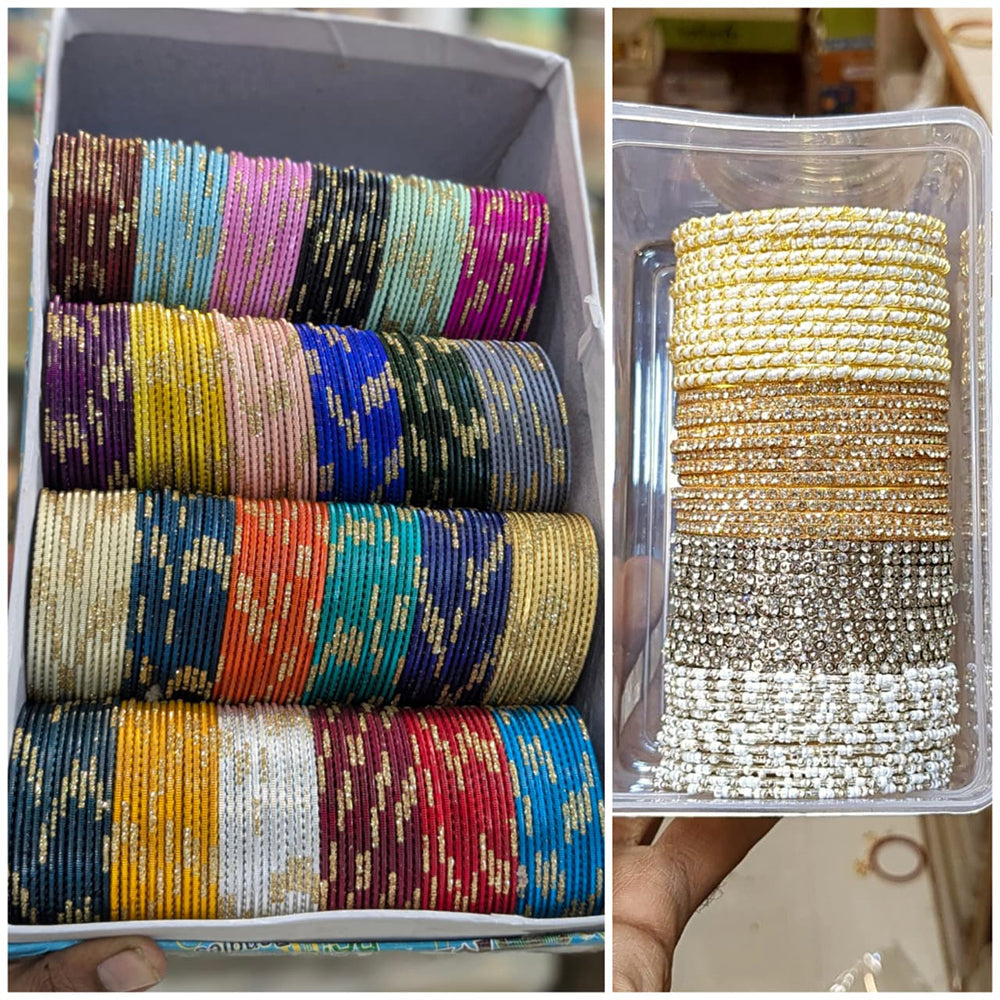 Manisha Jewellery Royal Look Multicolor Austrian Stone And Pearl Bangles Set