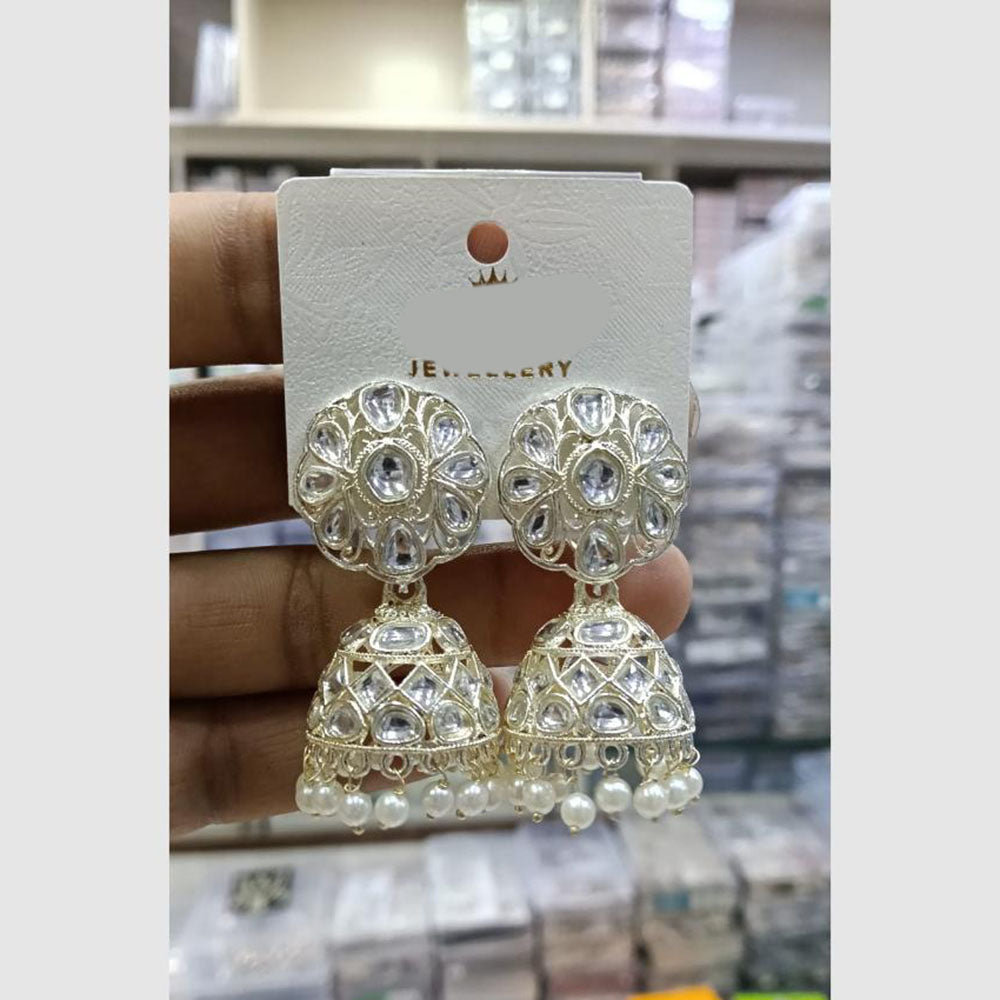 Manisha Jewellery Grand Kundan Stone And Pearl Jhumki Earrings