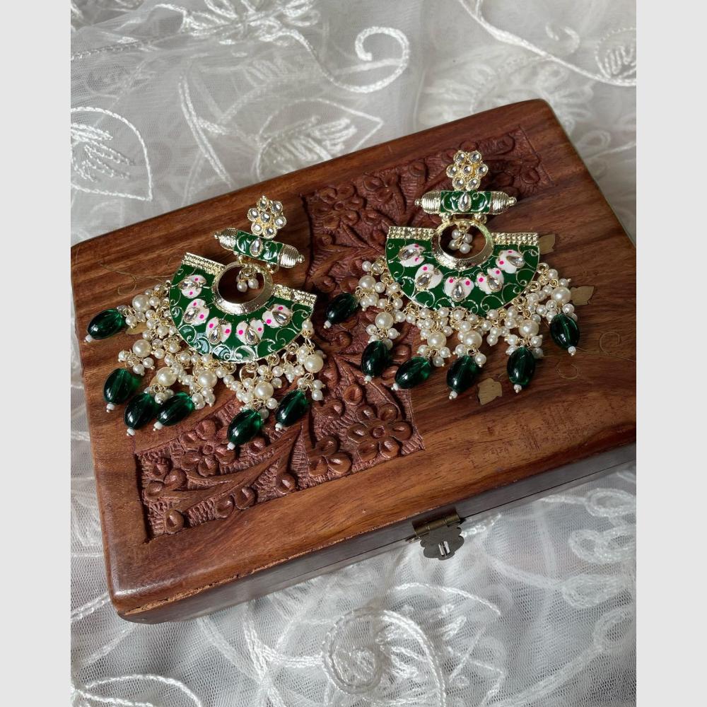 Manisha Jewellery Polki Kundan Meenakari With Pearl Dangler Earrings
