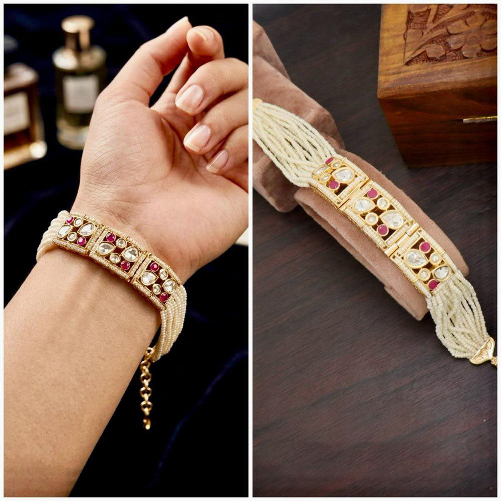 Manisha Jewellery Premium Polki Kundan Austrian Stone Adjustable Bracelet