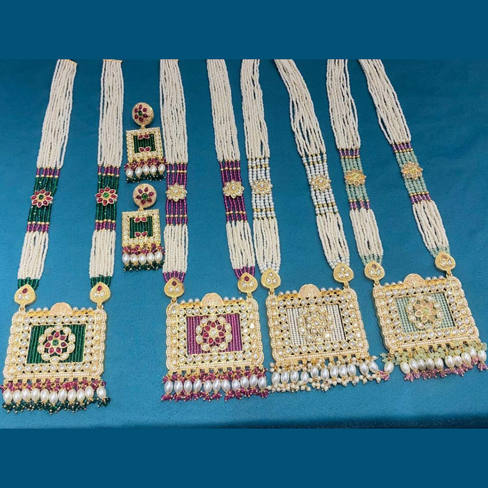 Manisha Jewellery Royal Pota Stone And Pearl Designer Long Necklace Set