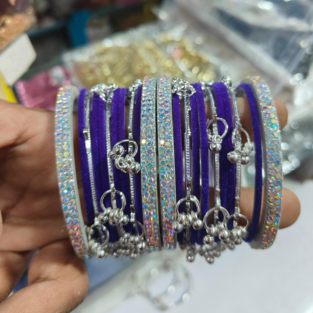 Manisha Jewellery Ethnic Velvet Rainbow Austrian Stone Bangles Set