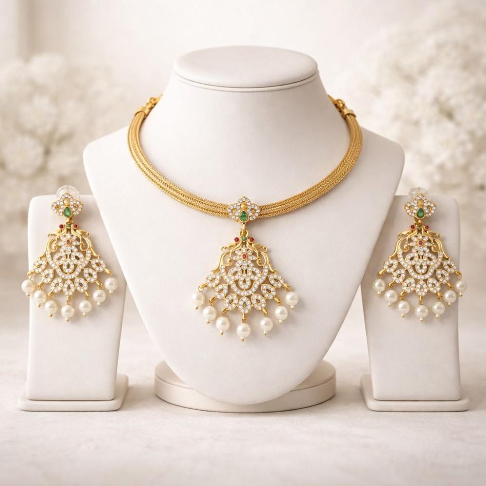 Manisha Jewellery Trendy Pota Stone And Beads Necklace Set