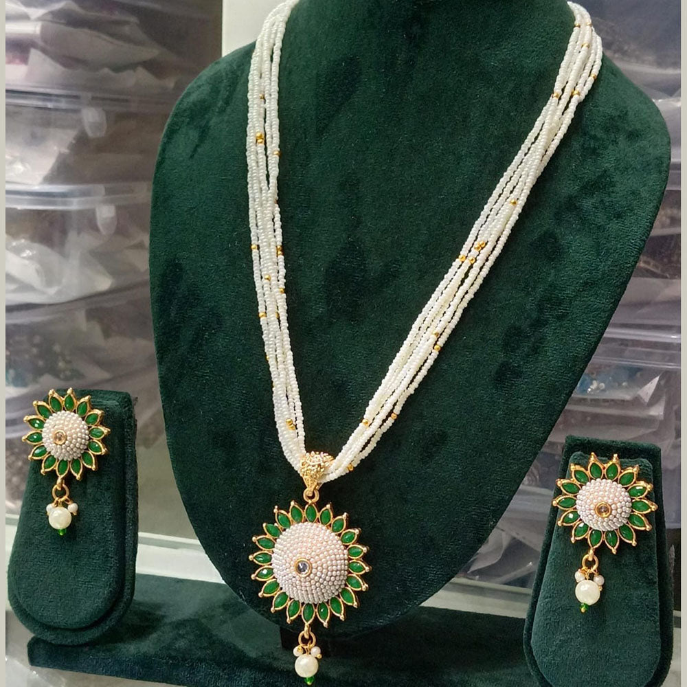 Manisha Jewellery Trendy Pota Stone Pearl Long Necklace Set