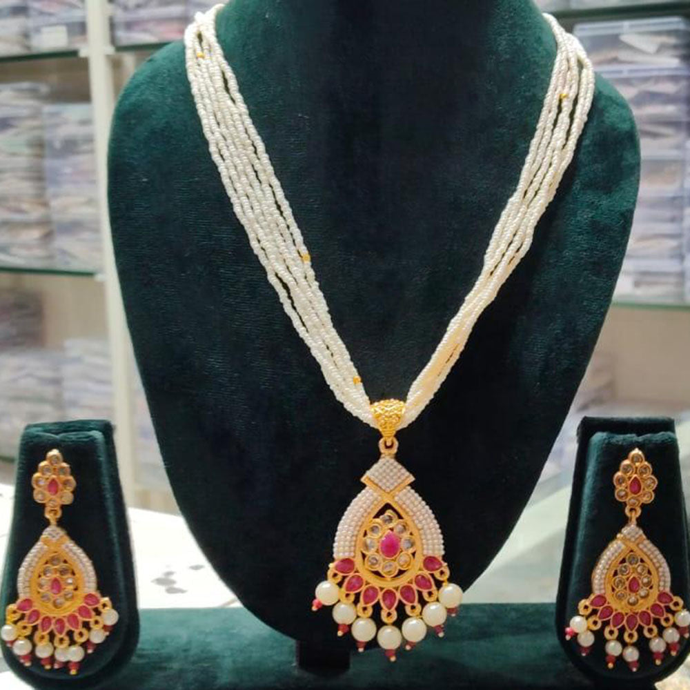 Manisha Jewellery Trendy Pota Stone Pearl Long Necklace Set