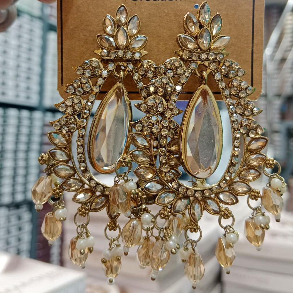 Manisha Jewellery Shiny Austrian Stone And Pearl Dangler Earrings