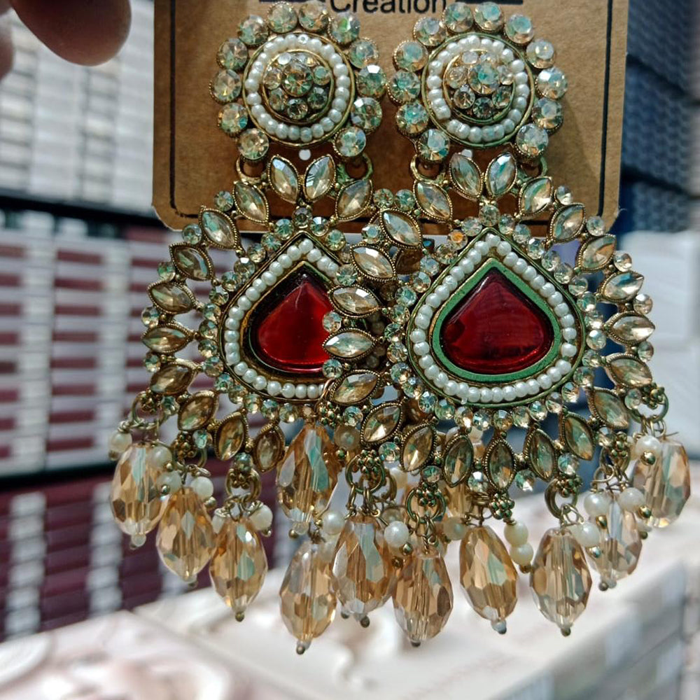 Manisha Jewellery Shiny Austrian Stone And Pearl Dangler Earrings