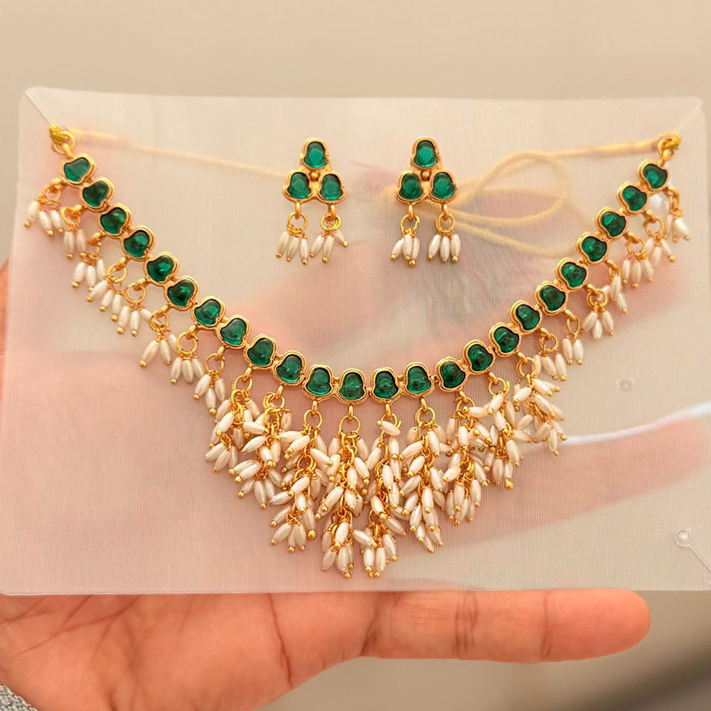 Manisha Jewellery Royal Pota Stone And Pearl Necklace Set