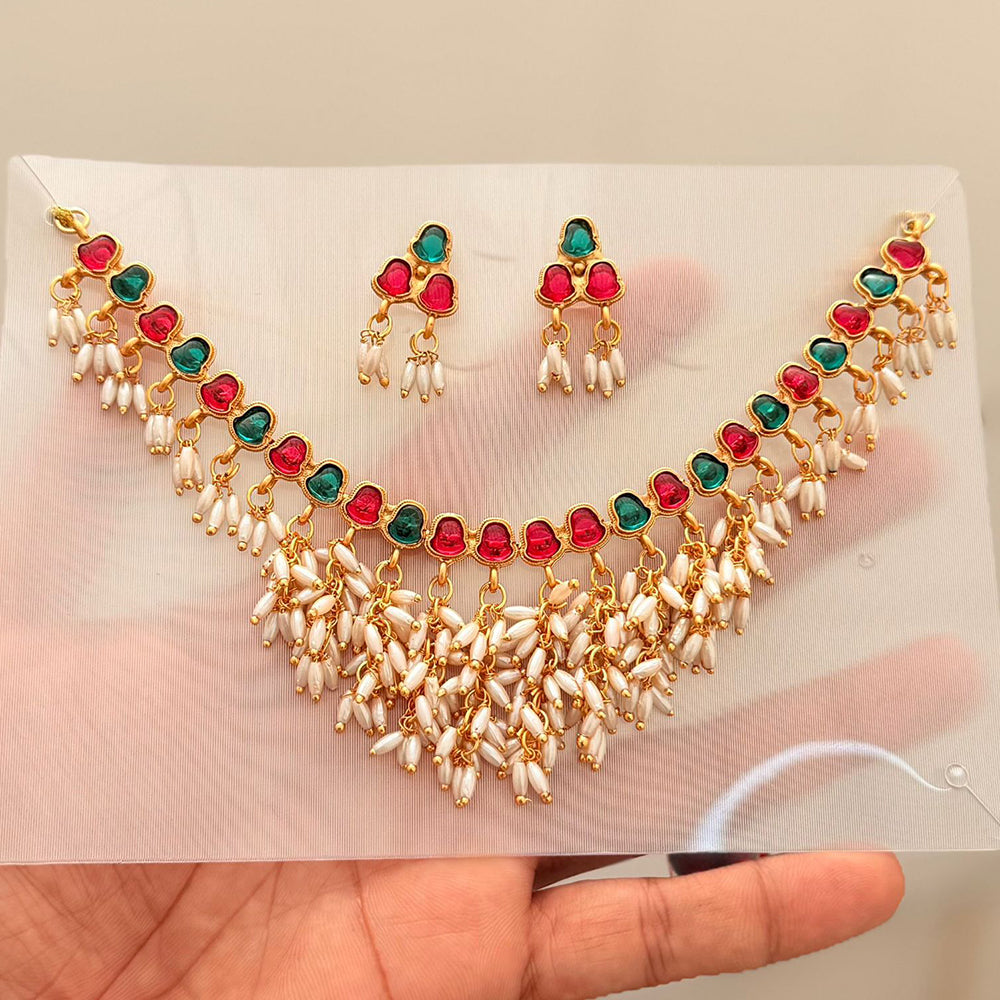 Manisha Jewellery Royal Pota Stone And Pearl Necklace Set