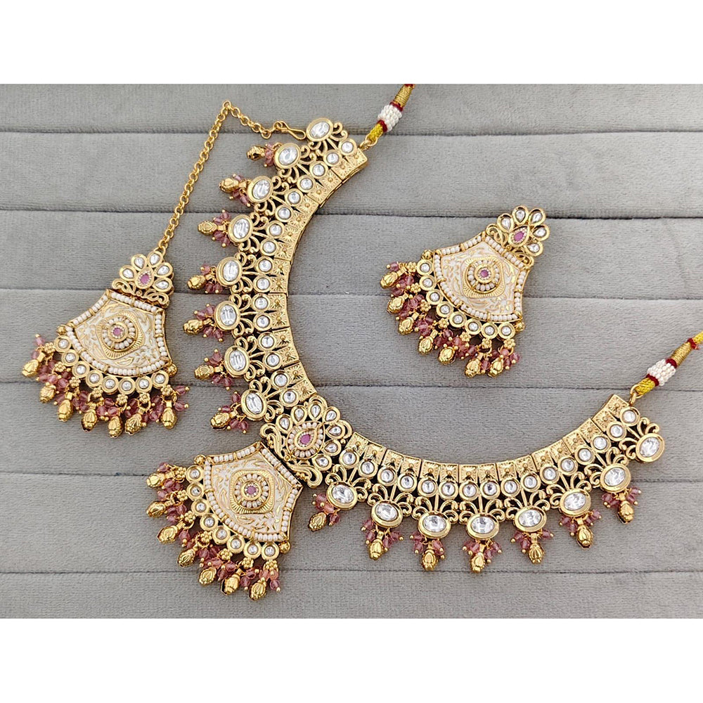Manisha Jewellery Royal Pota Stone And Pearl Meenakari Necklace Set
