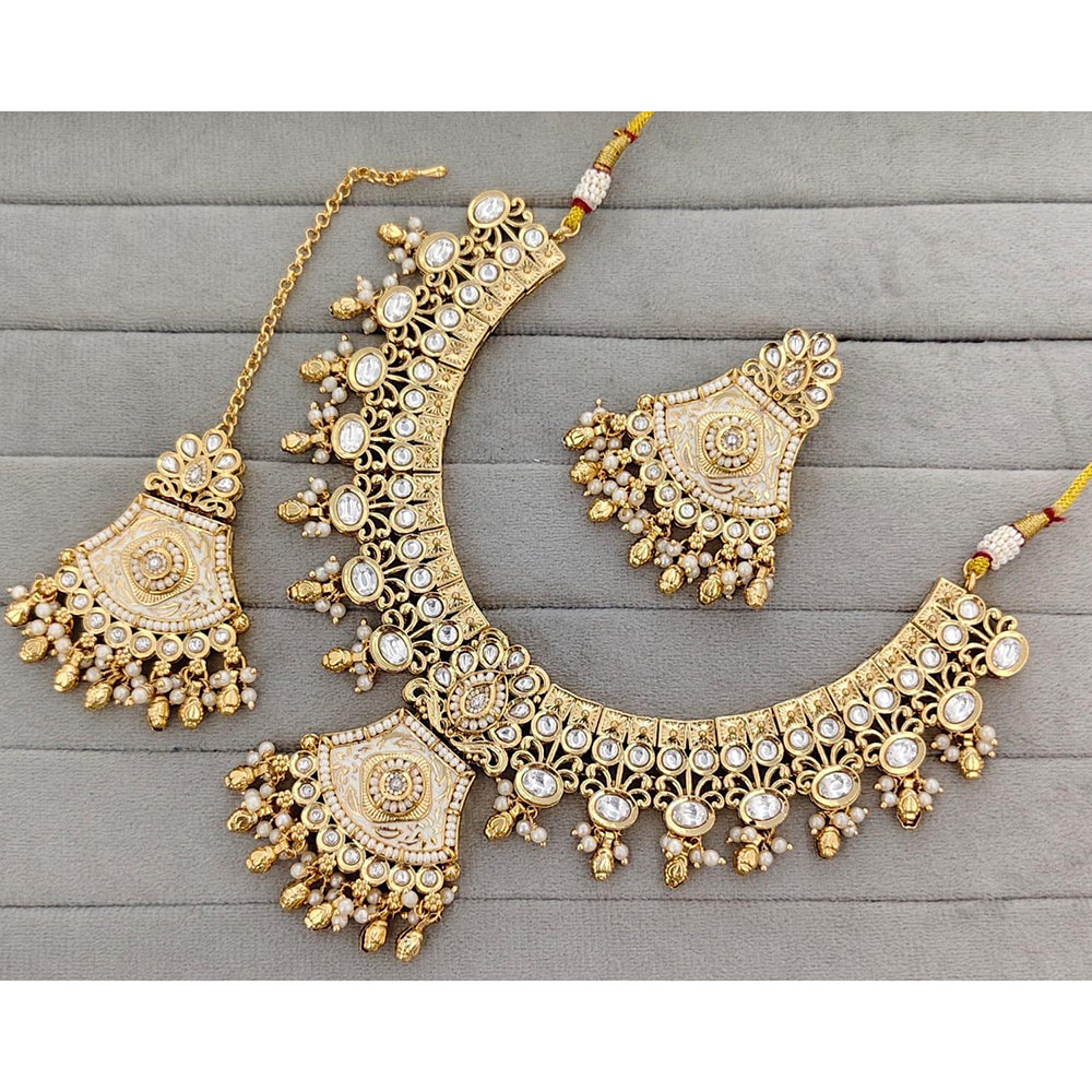 Manisha Jewellery Royal Pota Stone And Pearl Meenakari Necklace Set
