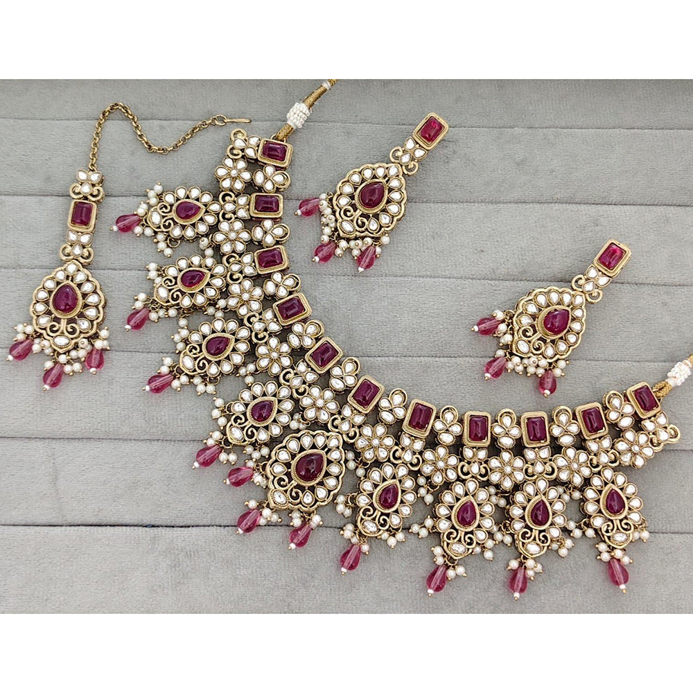 Manisha Jewellery Royal Pota Stone And Pearl Necklace Set