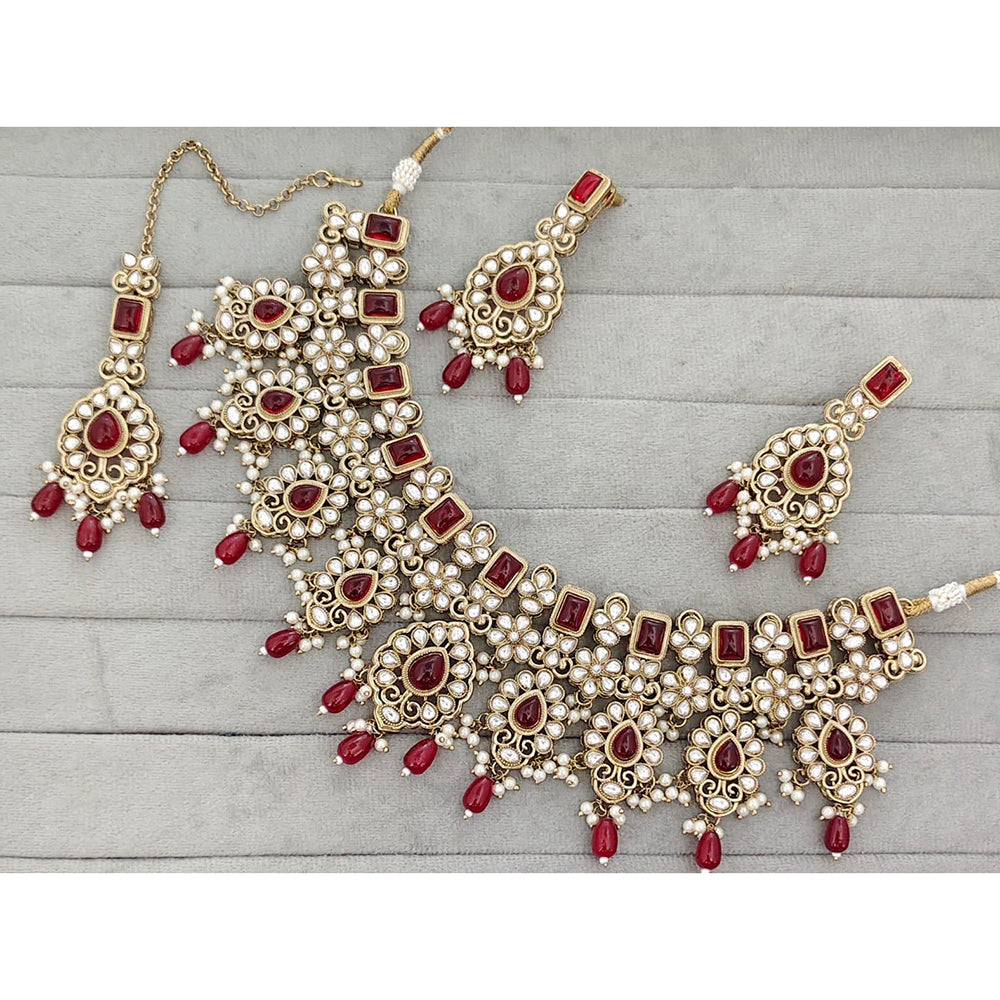Manisha Jewellery Royal Pota Stone And Pearl Necklace Set