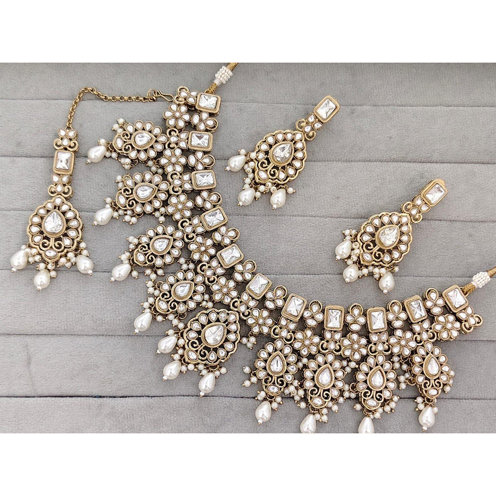 Manisha Jewellery Royal Pota Stone And Pearl Necklace Set