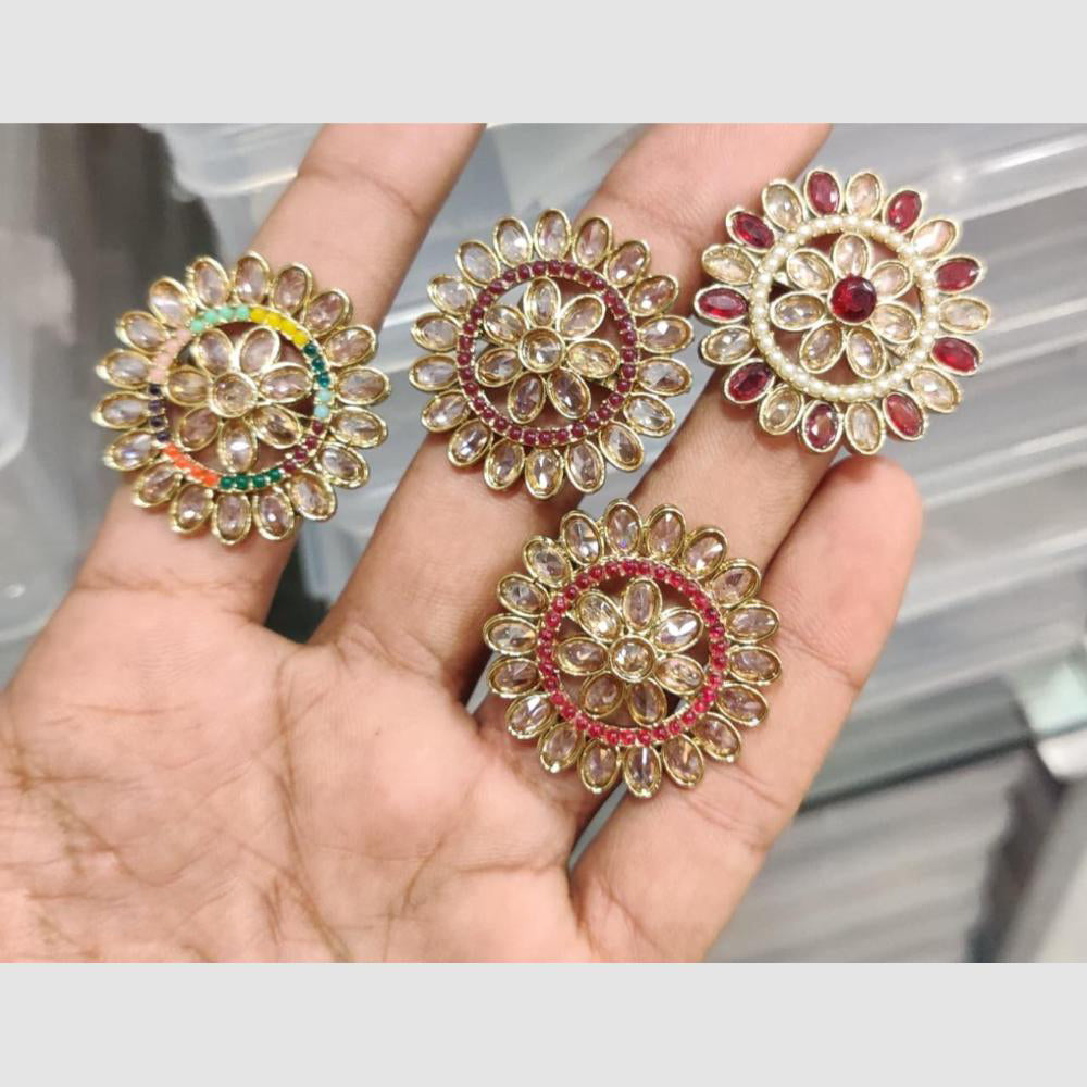 Manisha Jewellery Floral Crystal Stone Statement Ring for Women
