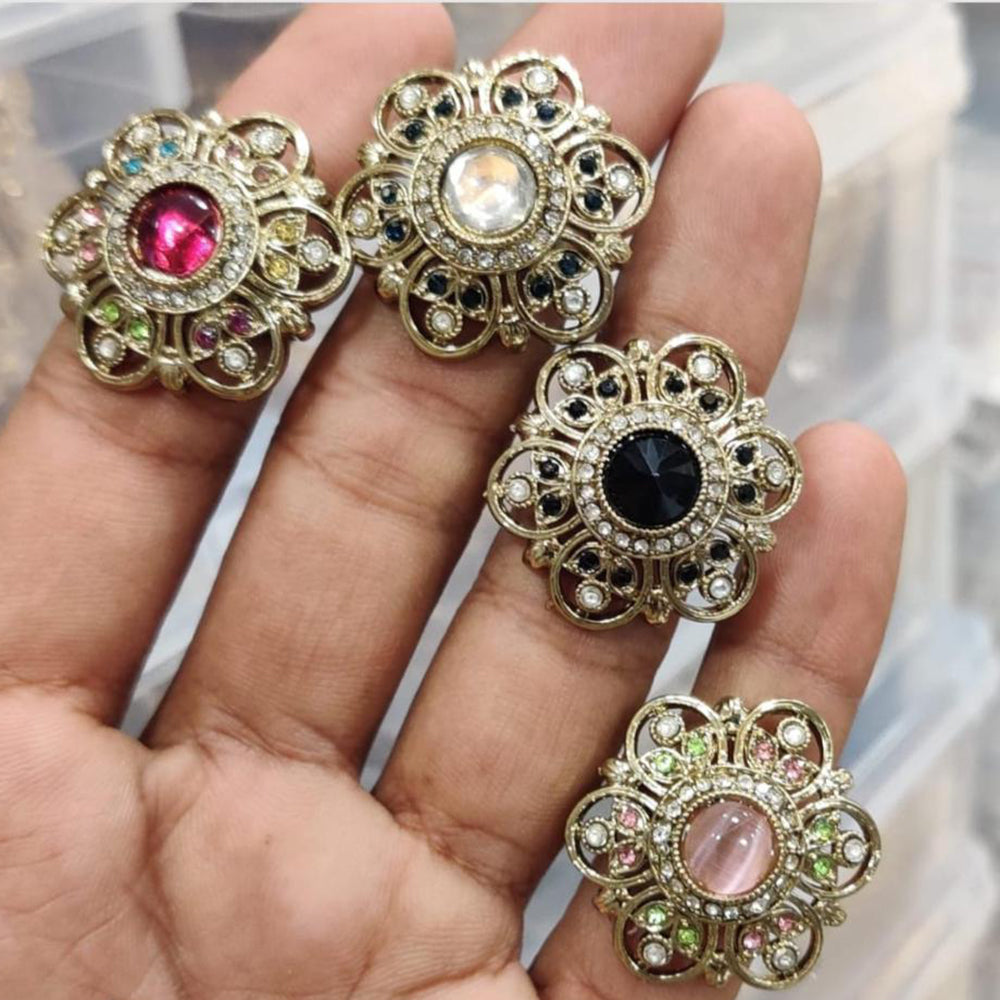 Manisha Jewellery Floral Crystal Stone Statement Ring for Women