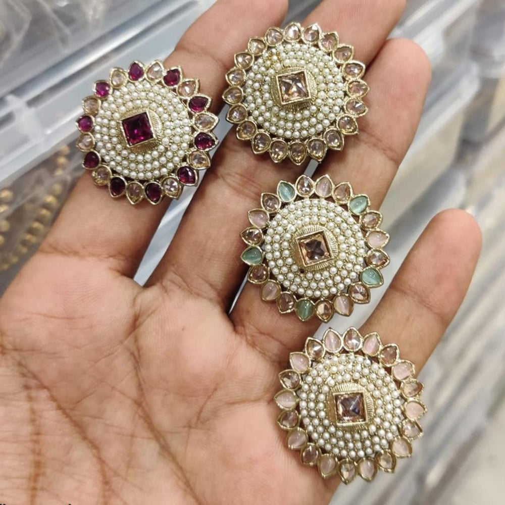 Manisha Jewellery Floral Crystal Stone And Pearl Statement Ring for Women
