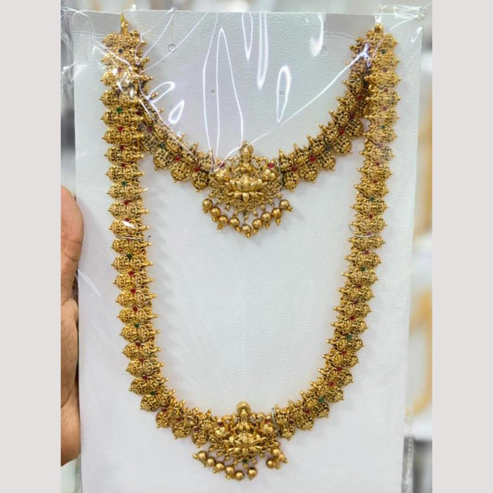 Manisha Jewellery Luxury Pota Stone And Pearl Temple Double Necklace Set