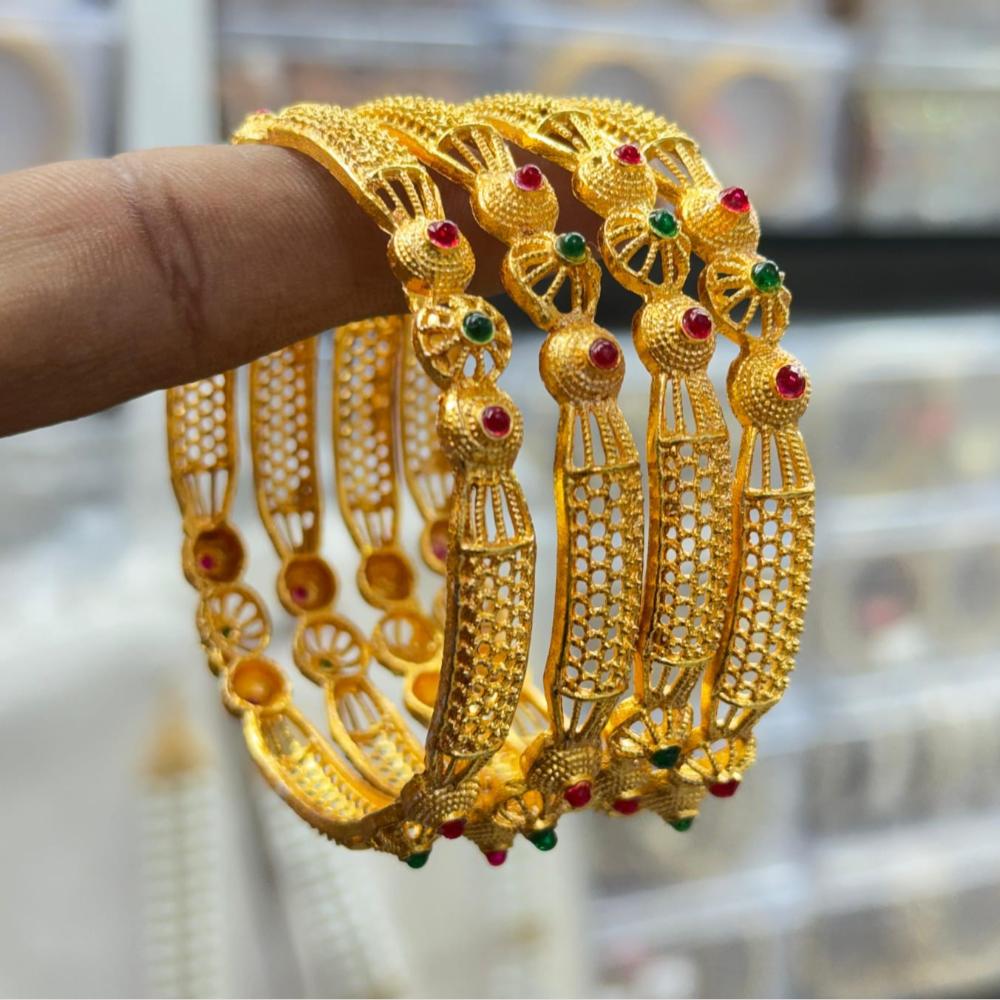 Manisha Jewellery Gold Plated Pota Stone Bangles Set