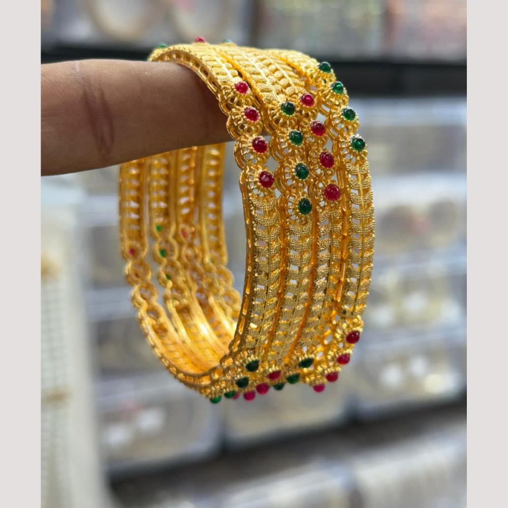 Manisha Jewellery Gold Plated Pota Stone Bangles Set