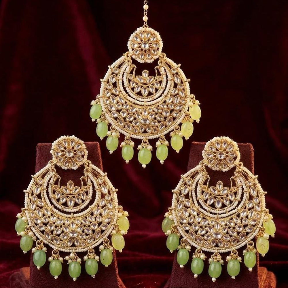 Manisha Jewellery Designer Crystal Stone Dangler Earrings with Matching Maangtikka