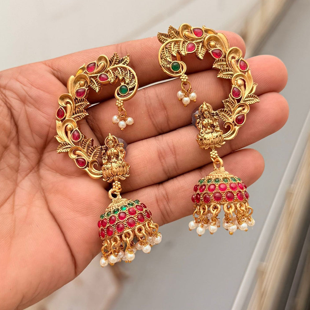 Manisha Pota Stone Gold Plated Ear Cuff Jhumki Earrings