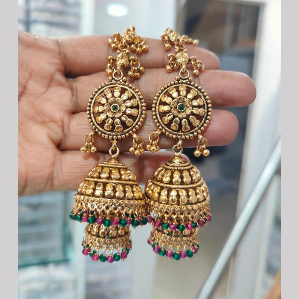 Manisha Gold Plated Kan Chain Jhumki Earrings