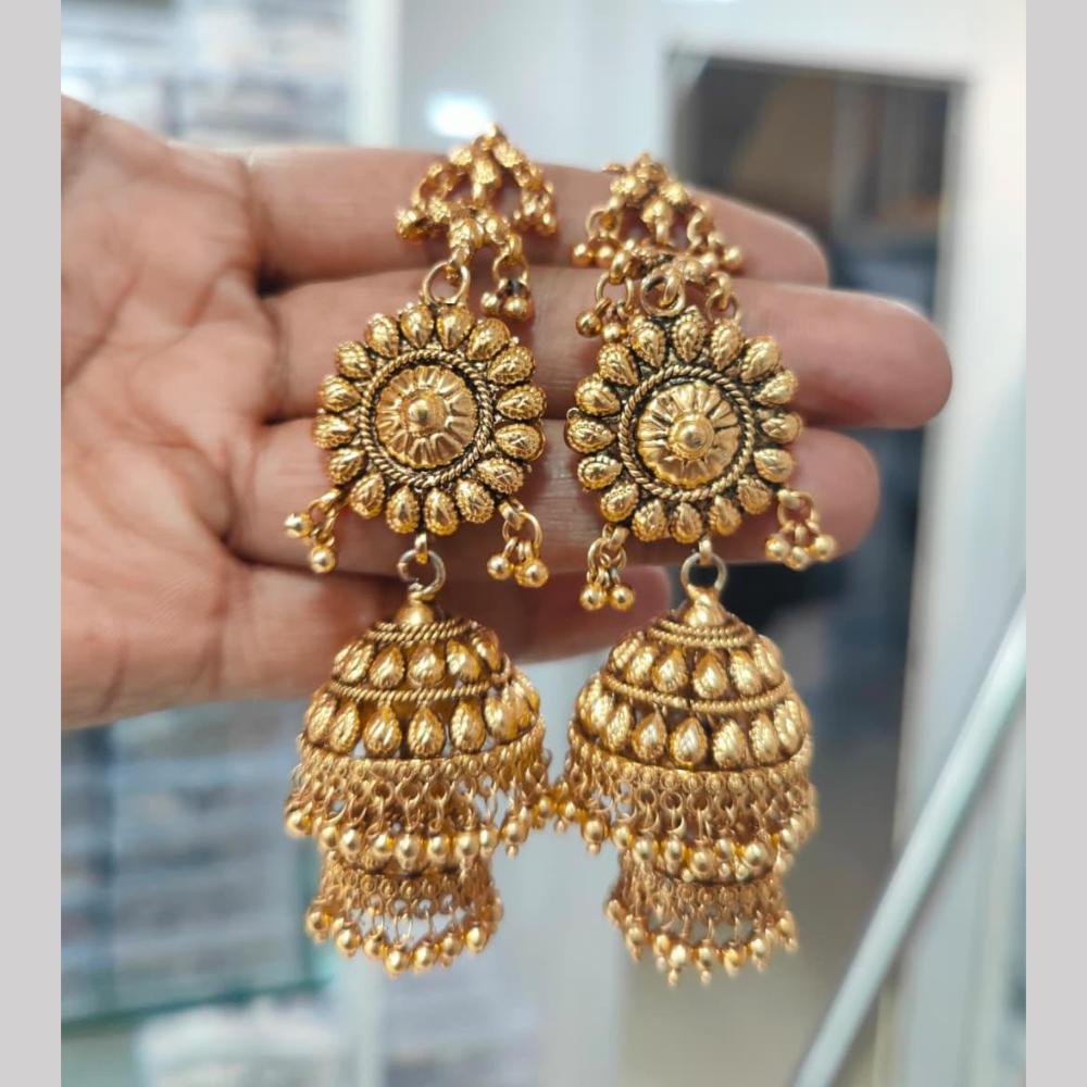 Manisha Gold Plated Kan Chain Jhumki Earrings