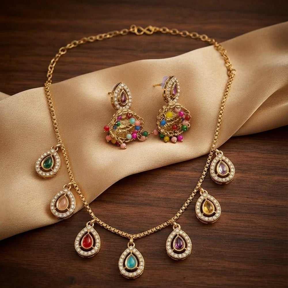 Manisha Gold Plated Austrian Stone Necklace Set