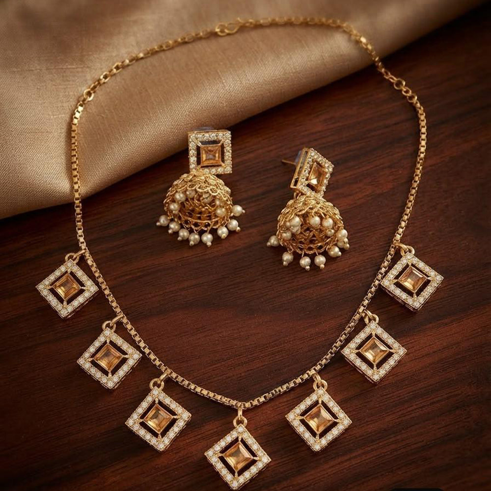 Manisha Gold Plated CrystalStone Necklace Set