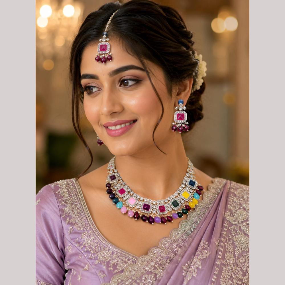 Manisha Jewellery Gold Plated Austrian Stone And Beads Necklace Set