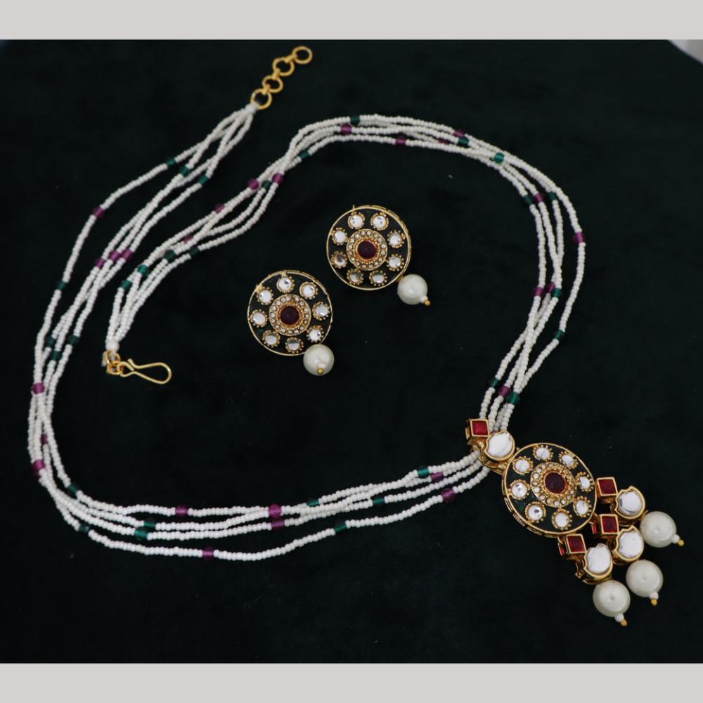 Manisha Gold Plated Kundan And Pota Stone Necklace Set