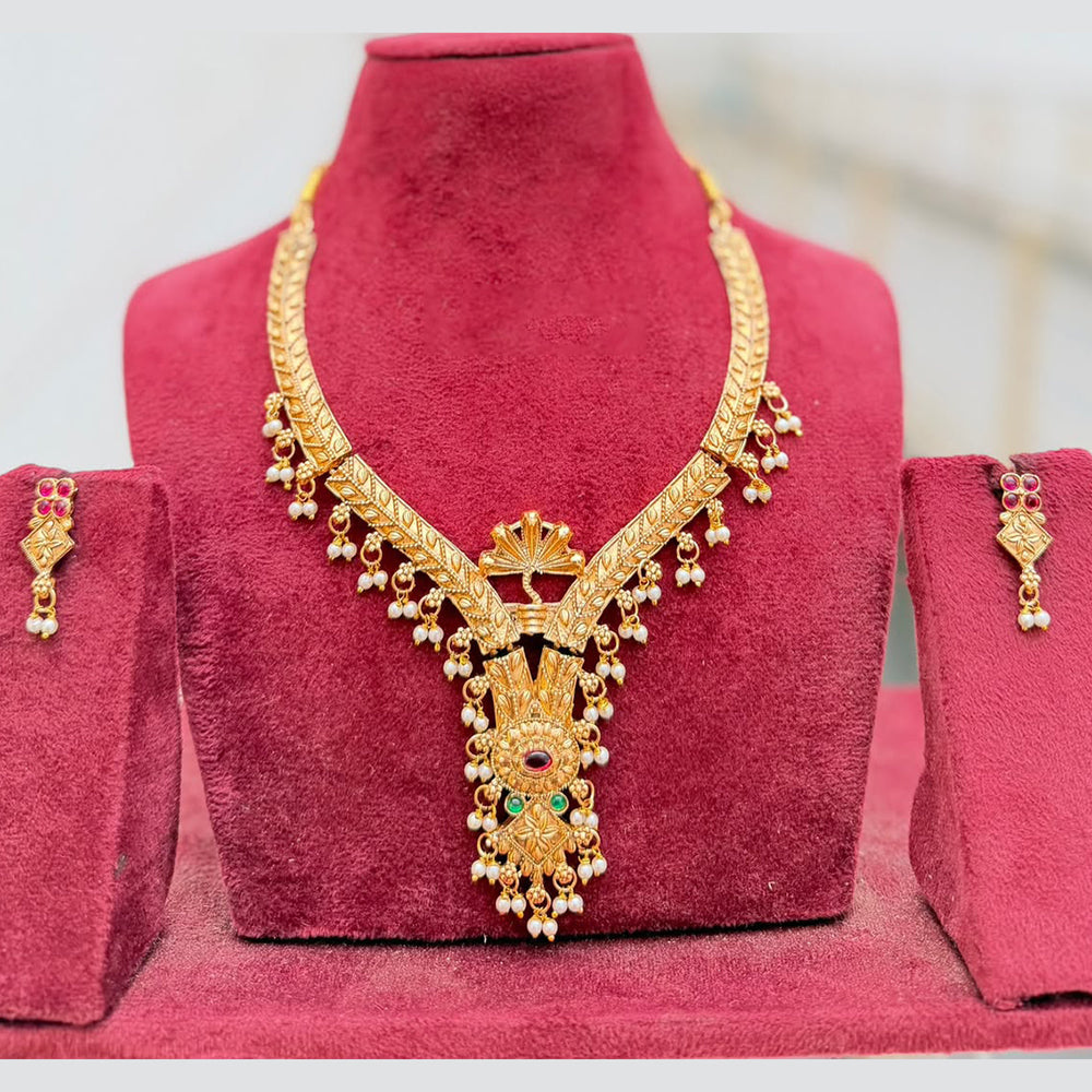 Manisha Jewellery Premium Pota Stone And Pearl Necklace Set
